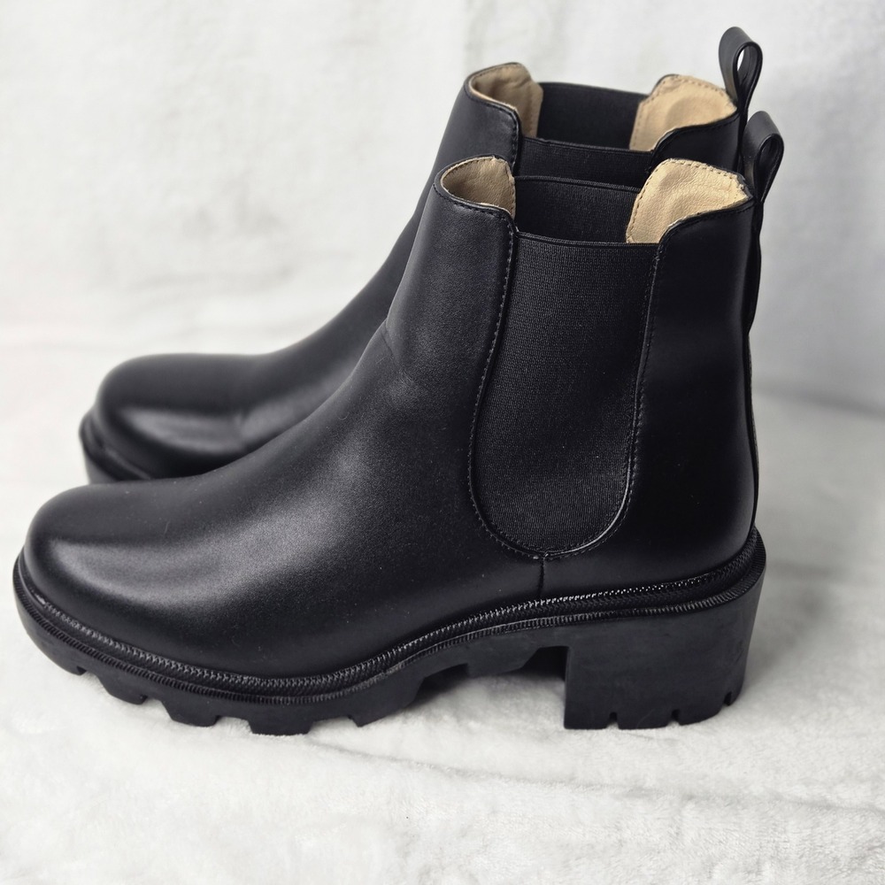 Steve Madden Amulet Black Lug Sole Chelsea Ankle Boots AMUL01S1 Womens 9.5M - Picture 6 of 10